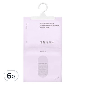 생활공작소 향기 제습제 옷걸이형 화이트머스크향 본품, 200g, 6개