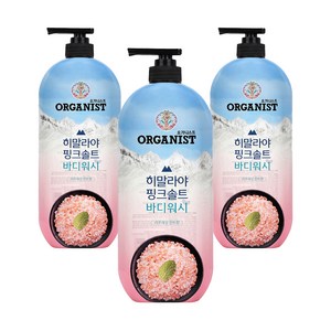 오가니스트 히말라야 핑크솔트 풍성한 거품 산뜻한 바디워시 민트향, 900g, 3개