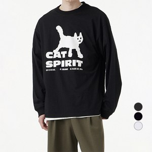 어반에이지 남녀공용 Cat Spirit 롱슬리브 면 티셔츠