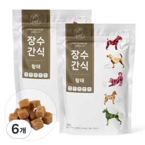 오래살개 강아지 장수간식 100g, 6개, 황태