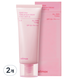 셀리맥스 하트핑크 톤업 선크림 SPF50+ PA++++, 40ml, 2개