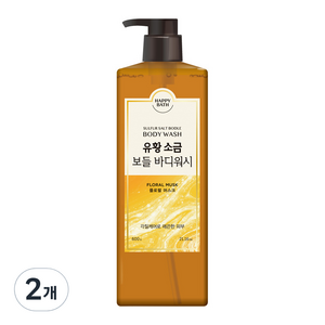 해피바스 유황 소금 보들 바디워시 플로럴 머스크향, 600g, 2개