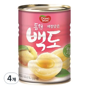 동원 백도 복숭아 통조림, 4개, 400g