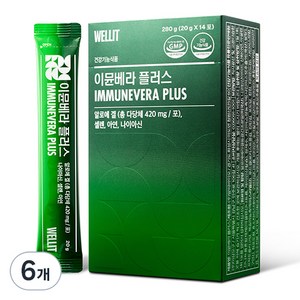 웰릿 이뮨베라 플러스 알로에 면역젤리 14p, 280g, 6개