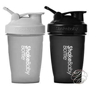 쉐이크베이비 보틀 쉐이커 2종 세트, 그레이 + 블랙, 600ml, 2개