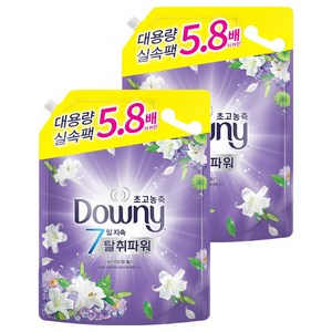 다우니 7일 탈취파워 초고농축 섬유유연제 화이트티와 릴리 대용량 리필, 4.1L, 2개