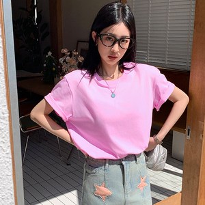 루나걸 여성용 통기성 빌트 30수 라운드 무지 티셔츠 L24SMT050904