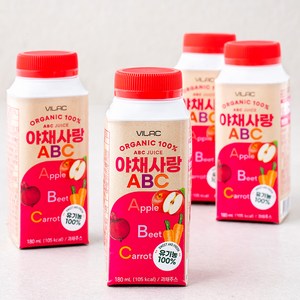 비락 유기농 야채사랑ABC, 180ml, 4개