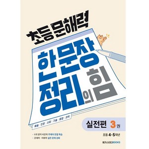 초등 문해력 한 문장 정리의 힘 실전편 3권 : 초등 4~5학년, 국어(실전편), 초등 4~5학년/3권