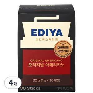 이디야 오리지널 아메리카노 원두커피스틱, 1g, 30개입, 4박스