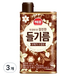 해표 참진한 들기름, 500ml, 3개