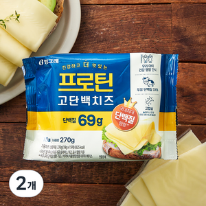 빙그레 프로틴 고단백 슬라이스 치즈, 18g, 15개입, 2개