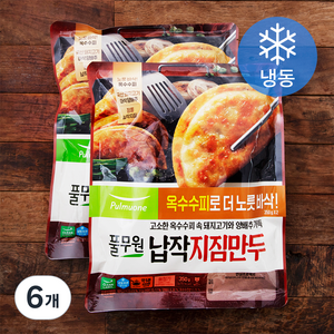 풀무원 납작 지짐만두 (냉동), 350g, 6개