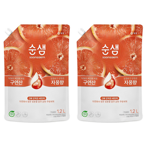 순샘 구연산 주방세제 자몽향, 1.2L, 2개