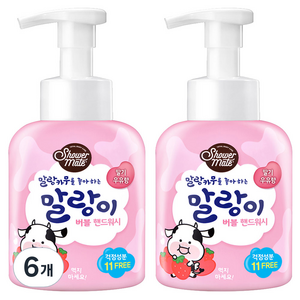 샤워메이트 말랑이 버블 핸드워시 딸기우유향, 500ml, 6개