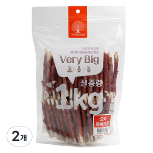 더내추럴 강아지 베리빅 육포, 1kg, 2개, 오리꽈배기껌