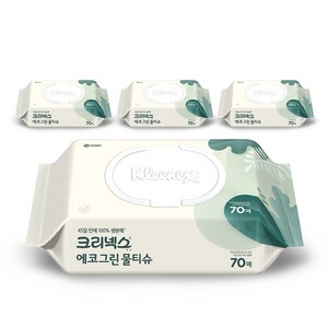 크리넥스 에코그린 물티슈 캡형, 50g, 70매입, 4개