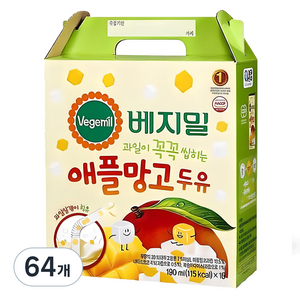 베지밀 과일이 꼭꼭 씹히는 애플망고 두유, 190ml, 64개