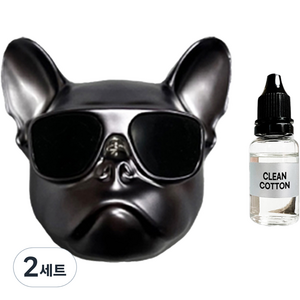 엠퓨처 차량용 불독 방향제 매트스페이스그레이 + 오일 15ml + 클립 3cm + 오일솜 세트, 클린코튼, 2세트