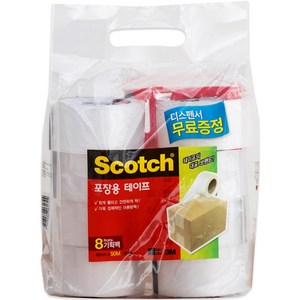 쓰리엠 스카치 포장용 테이프 3650 48mm x 50m 8p + 디스펜서 세트, 투명, 1세트