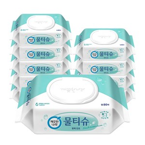 [비건라이프] 깨끗한나라 편백 민트 물티슈 캡형, 80매입, 10개