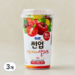 썬업 과일야채 샐러드주스 레드, 190ml, 3개