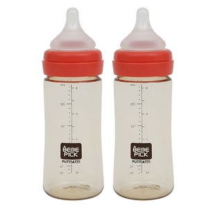 베베픽 PPSU 젖병 250ml 트윈팩, M(3~6개월), 코랄, 2개