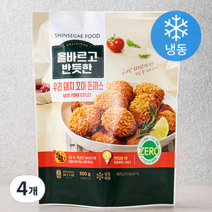 올바르고 반듯한 우리 돼지 꼬마 돈까스 (냉동), 500g, 4개