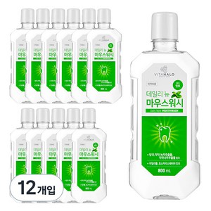 비타할로 데일리뉴 마우스워시 민트, 800ml, 12개