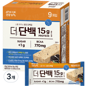 빙그레 tft 더단백 마일드바 아몬드쿠키 9p, 450g, 3개