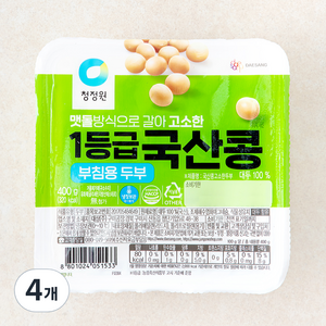 청정원 국산콩 고소한두부 부침용, 400g, 4개