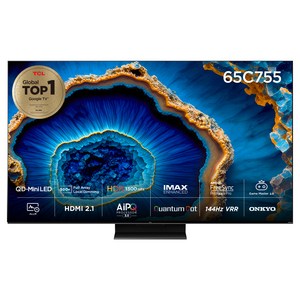 TCL 4K UHD QD Mini LED 스마트TV, 165cm(65인치), 65C755, 스탠드형, 방문설치