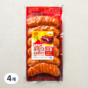 백설 SPICY 후랑크 숯불불닭맛, 120g, 4개