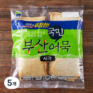 국민 사각 어묵 30장, 1.2kg, 5개