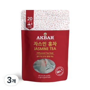 아크바 자스민 홍차 피라미드 티백, 2g, 20개입, 3개