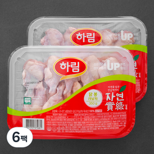 하림 자연실록 무항생제 인증 닭봉 윗날개 (냉장), 350g, 6팩