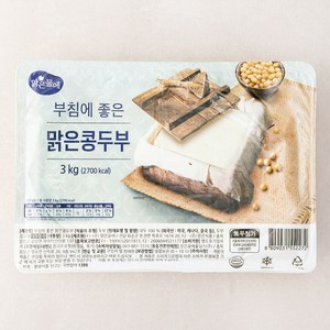 맑은물에 부침에 좋은 맑은콩 두부, 3kg, 1개