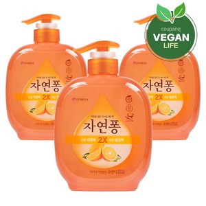 자연퐁 비린내 걱정없는 주방세제 오렌지 펌프타입, 490ml, 3개