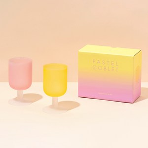 소소한잡화점 파스텔 고블렛 2종 세트 280ml, Pink + Yellow, 1세트