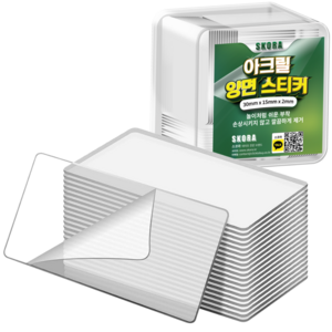 스코라 투명 아크릴 양면 스티커 30 x 15 mm, 50개