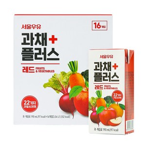 서울우유 과채플러스 레드, 190ml, 16개