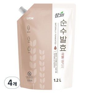 참그린 순수발효 곡물 설거지 주방세제, 1.2L, 4개