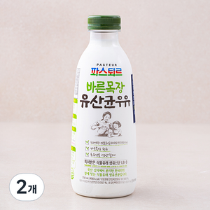 파스퇴르 바른목장 유산균 우유, 750ml, 2개