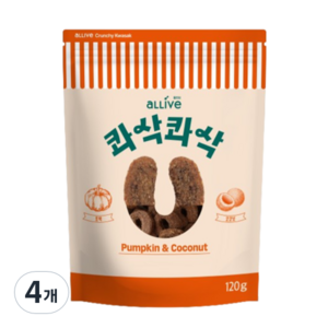 올리브 강아지 콰삭콰삭 쿠키 트릿, 혼합맛(펌킨/코코넛), 120g, 4개