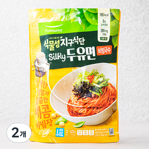 풀무원 식물성 지구식단 실키두유면 비빔국수 2인분, 423g, 2개