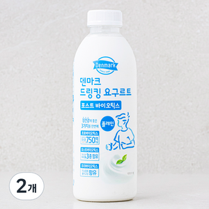 덴마크 드링킹 요구르트 포스트 바이오틱스 플레인, 750ml, 2개