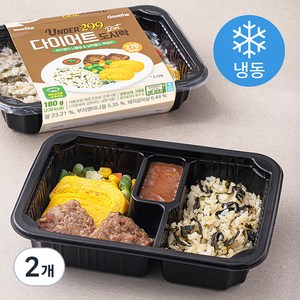 굽네 299 다이어트 도시락 부지깽이 나물밥 & 납작쫄깃 떡갈비 (냉동), 180g, 2개