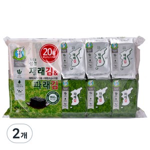 성경식품 지도표 재래식 성경식탁김 4g x 10p + 파래김 4g x 10p, 80g, 2개