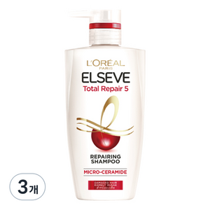 로레알파리 엘세브 토탈 리페어 5 샴푸 멜론 프루티 플로럴향, 410ml, 3개