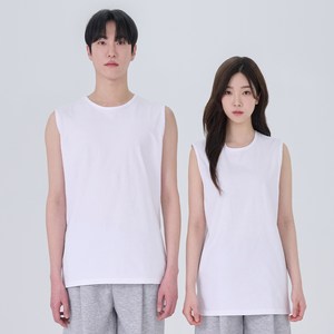 포슈어 통기성 순면 20수 옆 트임 레이어드 민소매 나시 티셔츠